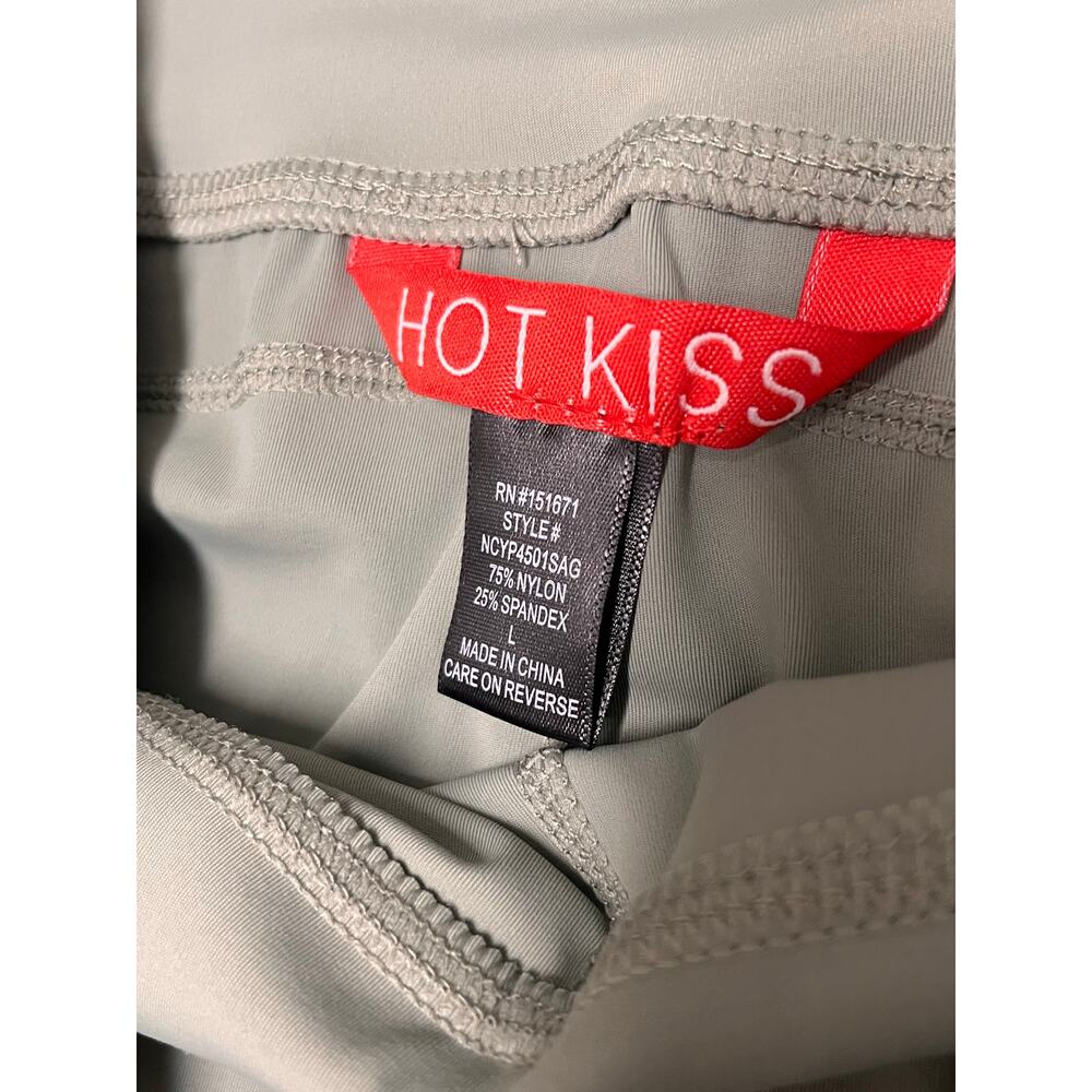 Hot Kiss Sage Green Flare Leggings High Waist Yoga Pants Y2K Large Gym Lounge - Picture 4 of 8